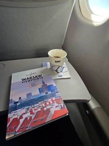 The book on an aeroplane tray table